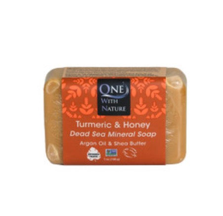 One With Nature Turmeric & Honey Dead Sea Mineral Soap with Argan Oil and Shea Butter