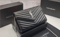 ###15 YSL Smooth Leather Black Silver Hardware