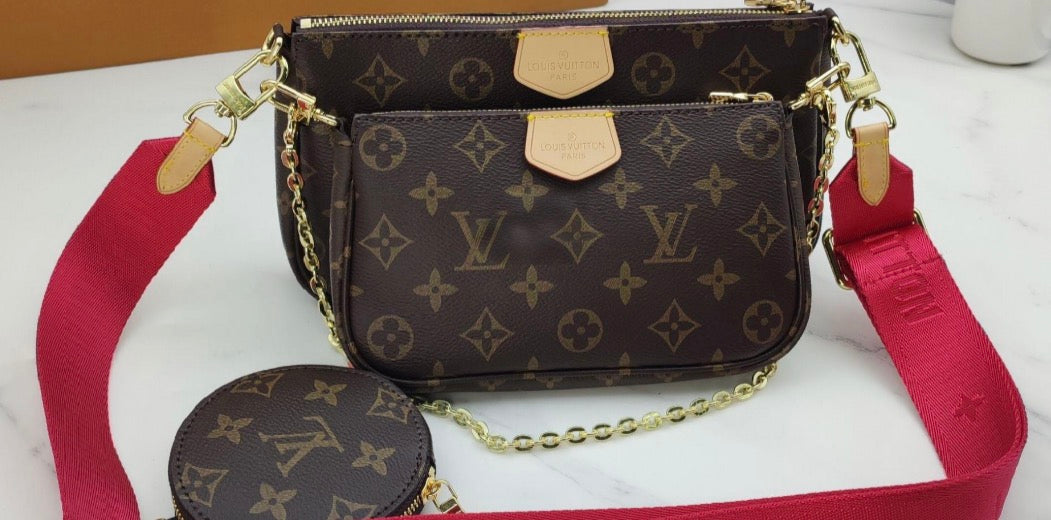 ###6 LV Multi Pochette Accessories Rose strap