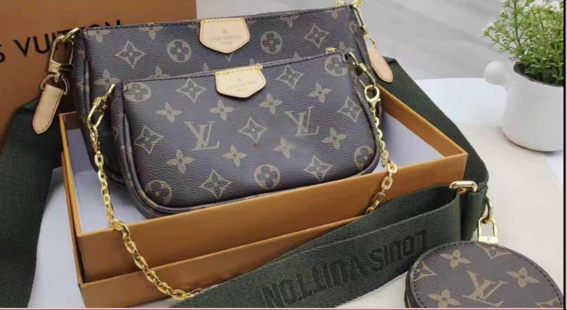 ###7 LV Multi Pochette Accessories Dark Green strap
