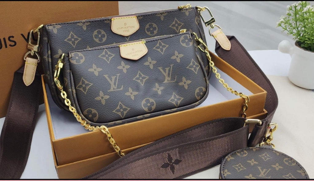 ###2 LV Multi Pochette Accessories Brown strap